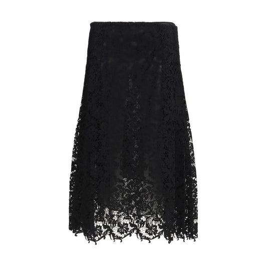 Skirt by Fendi for women in cotton lace polyester & silk black features an tailored silhouette, artfully capturing the essence of Women's Flared Cotton Lace Polyester & Silk Midi Skirt in a sophisticated midi.