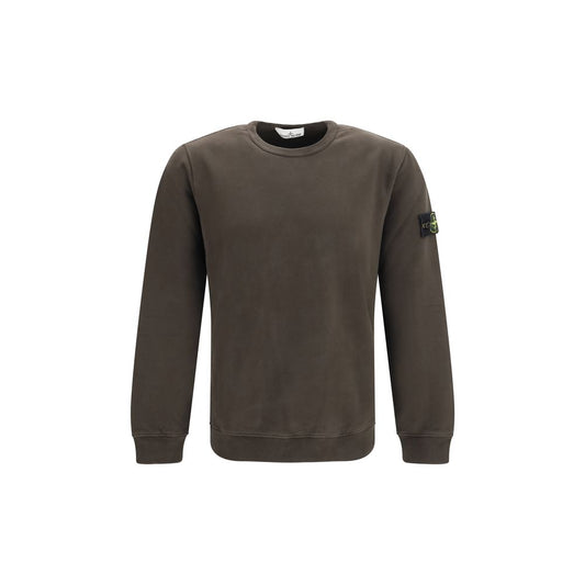 Sweatshirt by Stone Island for men in organic cotton brown features an exquisite silhouette, showcasing and crew neckline details for a exquisite look.