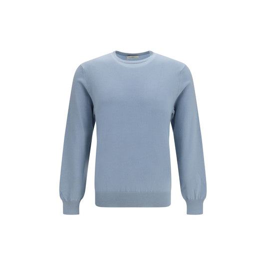 Sweater by Piacenza Cashmere for men in cashmere blue features an polished silhouette, showcasing refined long-sleeve and a sophisticated crew neckline for a truly polished finish.