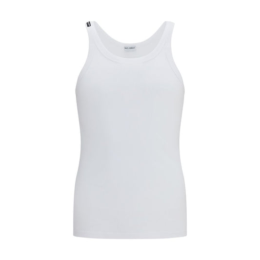 Activewear T-Shirt by Dolce & Gabbana for men in cotton white & signature features an athletic silhouette with sleeveless sleeves and a round neckline neckline, enhanced by high-performance .