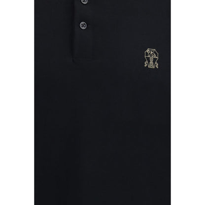 Brunello Cucinelli Black Cotton Polo Shirt