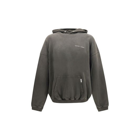 Sweatshirt Hoodie by Represent for men in cotton gray, signature & print features an dramatic silhouette, showcasing a sophisticated hooded neckline and dramatic for a refined, modern aesthetic.