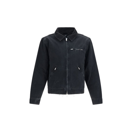 Overcoat by Represent for men in cotton black showcases a architectural silhouette, artfully detailed with a distinctive and functional pockets for a architectural finish.