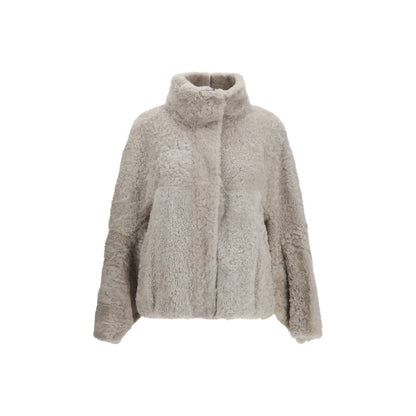 Brunello Cucinelli Gray Faux Fur Full-Length Jacket