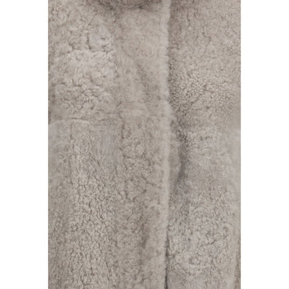 Brunello Cucinelli Gray Faux Fur Full-Length Jacket