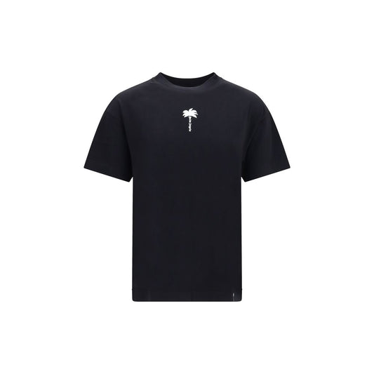 T-Shirt by Palm Angels for men in cotton black, signature & print features an edgy silhouette, meticulously detailed with a sophisticated short-sleeve and round neckline for a truly edgy finish.