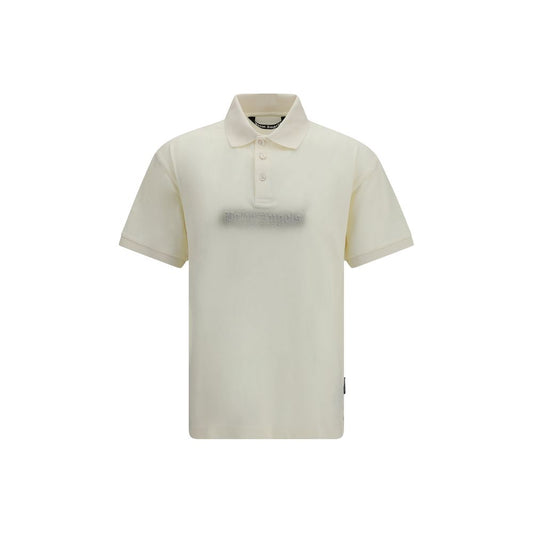 Polo Shirt by Palm Angels for men in cotton beige, signature & print presents a sleek silhouette, featuring a refined and short-sleeve for a sleek finish.