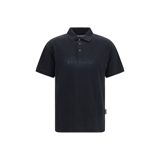 Polo Shirt by Palm Angels for men in cotton black, signature & print showcases a sharp silhouette, detailed with a refined and sharp short-sleeve for a sophisticated finish.