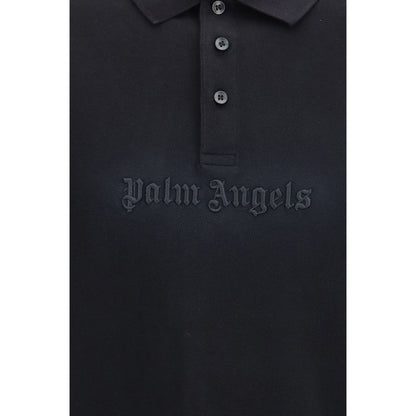 Palm Angels Black Cotton Polo Shirt