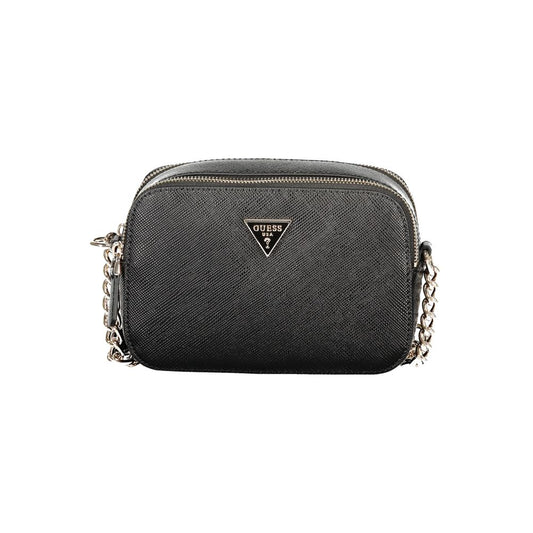 This Shoulder Handbag by Guess Jeans for women in polyurethane and black presents a sculptural silhouette featuring a secure , ample built-in-compartments, internal-pockets & cardholder, and versatile shoulder-strap for a sculptural finish.