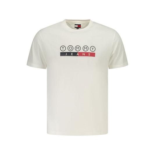 T-Shirt by Tommy Hilfiger for men in cotton white & print showcases a dramatic silhouette, elegantly detailed with a dramatic crew neckline and short-sleeve for a truly dramatic finish.