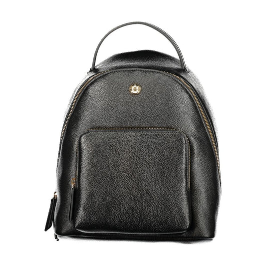Backpack by Twinset for women in polyethylene black showcases an architectural Polyethylene Backpack design, featuring a secure zipper, ample external-pockets & internal-pockets, and architectural backpack-strap, adjustable-strap & handle for a sophisticated look.