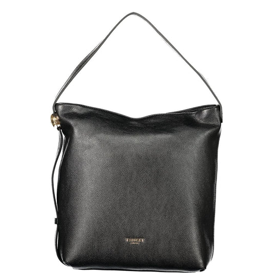 Hobo Handbag by Twinset for women in polyethylene black features an refined silhouette, showcasing a secure zipper, ample document-holder & internal-pockets, and versatile adjustable-strap & handle for a sophisticated refined aesthetic.