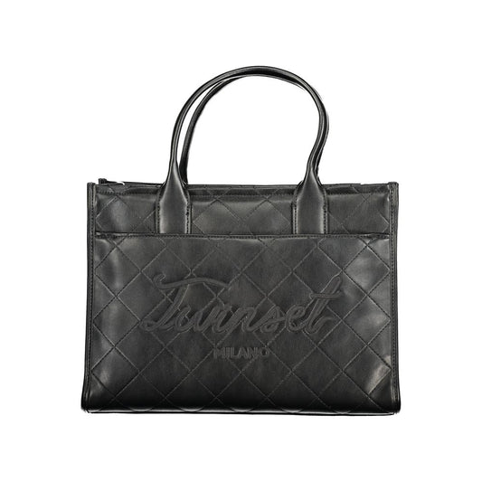Tote Handbag by Twinset for women in polyethylene black features an refined silhouette, showcasing a secure snap & zipper, ample document-holder, external-pockets & internal-pockets, and versatile shoulder-strap, adjustable-strap & handle for a sophisticated refined aesthetic.