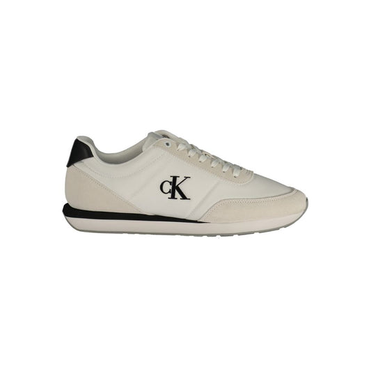 Athletic Sneakers by Calvin Klein for men in polyester black & white presents a sleek silhouette, perfectly capturing the athletic style essence of Men's Athletic Polyester Sneakers with its sleek design and premium finish.