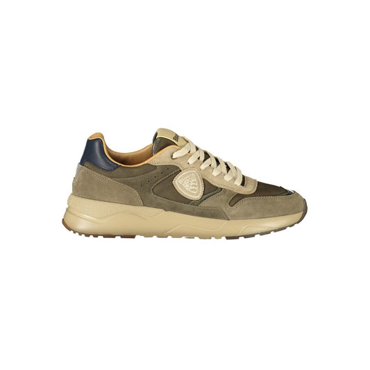 Athletic Sneakers by Blauer for men in polyester green features an exquisite silhouette, showcasing the premium athletic style of the Men's Athletic Polyester Sneakers with an exquisite finish.