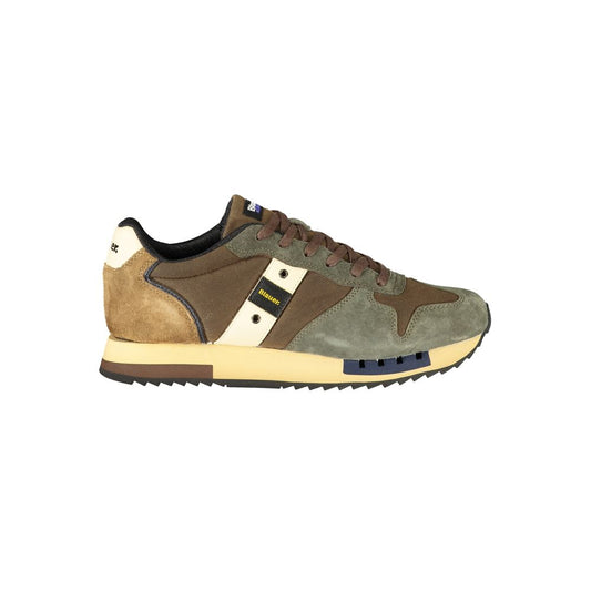 Athletic Sneakers by Blauer for men in polyester brown showcases a architectural silhouette, artfully capturing the essence of the Men's Athletic Polyester Sneakers with its signature architectural athletic style construction.