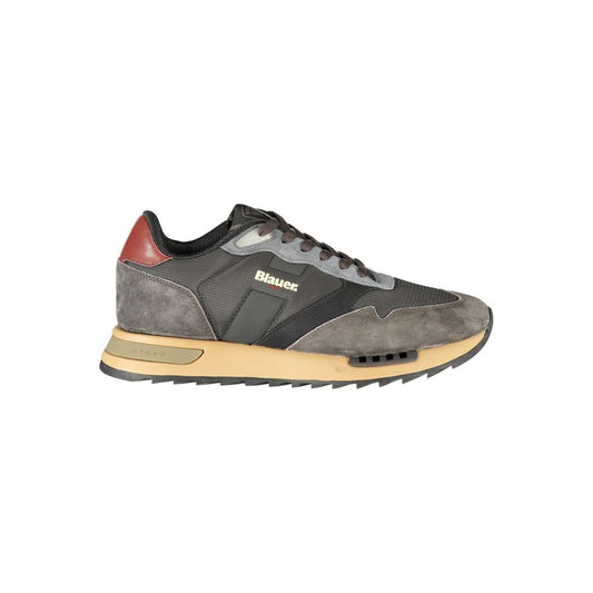 Athletic Sneakers by Blauer for men in polyester black & print showcases an impeccable silhouette, defined by an impeccable athletic style design that perfectly captures the essence of the Men's Athletic Polyester Sneakers.