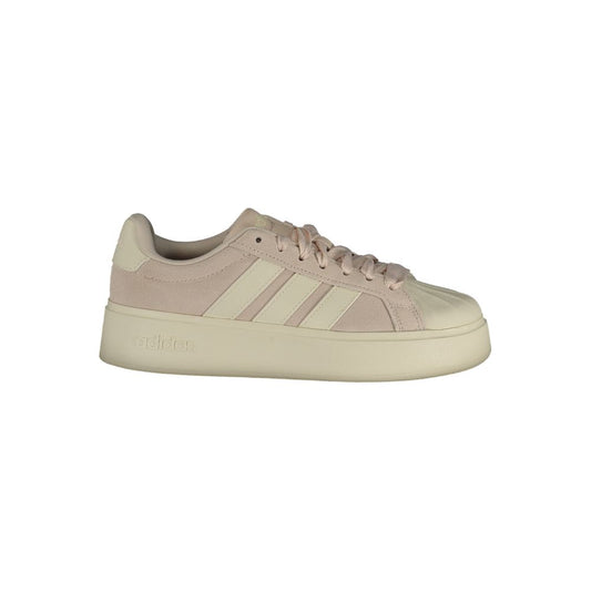 Athletic Sneakers by Adidas for women in polyester white & print features an timeless silhouette from the Women's Athletic Polyester Sneakers collection, showcasing a timeless athletic style for a timeless look.