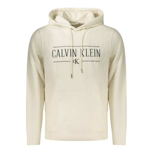 Sweatshirt Hoodie by Calvin Klein for men in cotton white features an dramatic silhouette, showcasing a sophisticated hooded neckline and dramatic for a refined, modern aesthetic.