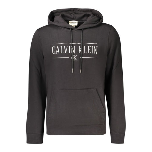 Sweatshirt Hoodie by Calvin Klein for men in cotton black features an dramatic silhouette, showcasing a sophisticated hooded neckline and dramatic for a refined, modern aesthetic.