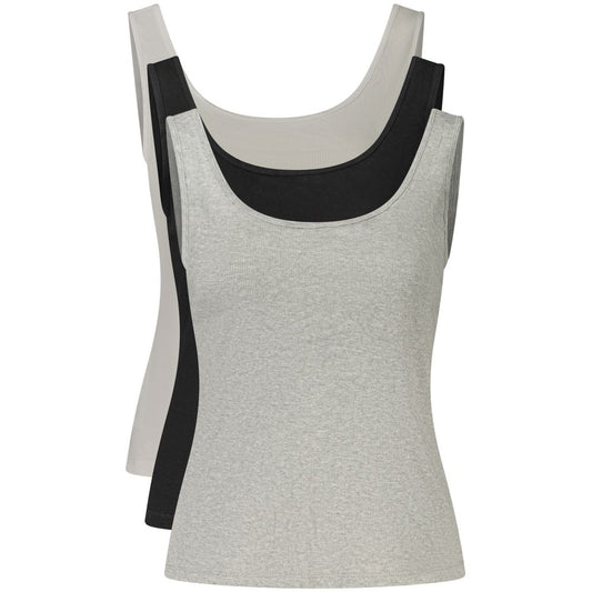 Tank Top by Calvin Klein for women in cotton black, gray & white showcases a sumptuous silhouette, artfully detailed with a sumptuous wide-neck neckline and sleeveless for a truly sumptuous finish.