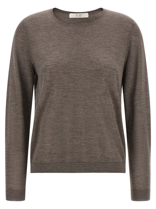 Cardigan by CO for women in cashmere cotton blend brown features an impeccable silhouette, showcasing a sophisticated crew neckline and detail for a truly impeccable finish.