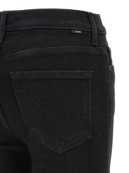 Mother Denim Black Cotton Flared Jeans