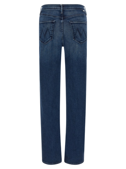 Mother Denim Blue Cotton Straight-Leg Jeans