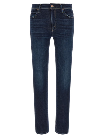 Mother Denim Blue Cotton Straight-Leg Jeans