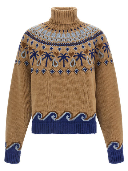 Alanui Beige Virgin Wool Cardigan