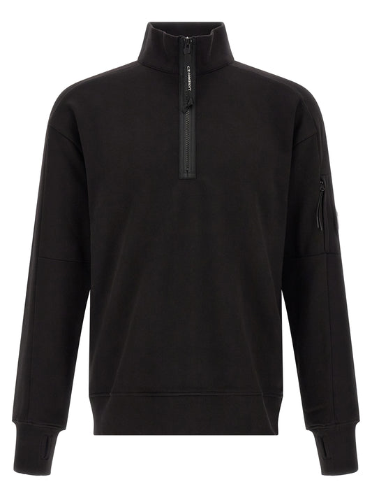 Sweatshirt by C.P. Company for men in cotton black & signature features an magnificent silhouette, showcasing a sophisticated high-neck neckline and long-sleeve detail for a truly magnificent finish.
