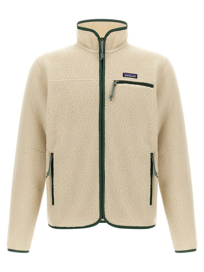Overcoat by PATAGONIA for men in polyester beige & dark-green features an satoral silhouette, showcasing a sophisticated wrap neckline and satoral pockets for a premium, timeless look.