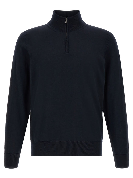 Cardigan by Hugo Boss for men in virgin wool dark-blue features a nuanced silhouette with a refined and nuanced detailing for a sophisticated look.