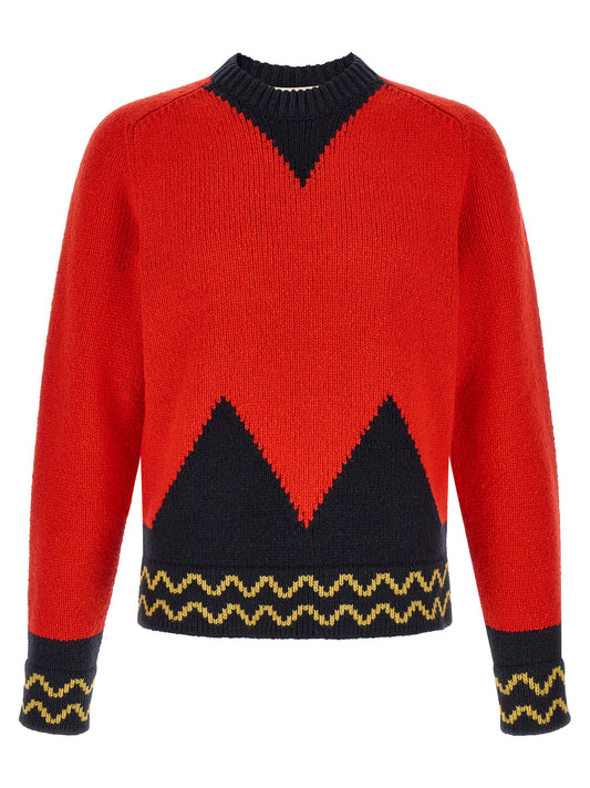 Cardigan by Marni for men in wool red features an impeccable silhouette, showcasing a sophisticated crew neckline and detail for a truly impeccable finish.