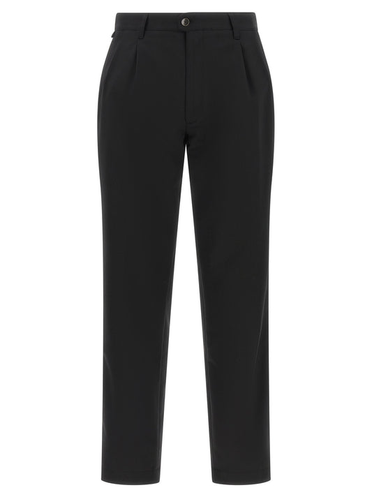 Trousers by Incotex for men in polyester & wool black features an sartorial silhouette, showcasing a precise and long with a sartorial for a refined look.