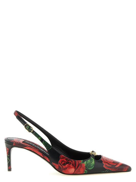 Mid-Heel Stiletto Slingback Pumps Heels by Dolce & Gabbana for women in calfskin leather black, gold, multicolor, red, rose, signature & print features a effortless chic silhouette, showcasing the Women's Calfskin Leather Mid-Heel Stiletto Slingback Pumps Heels design with a effortless chic stiletto mid-heel and for a effortless chic finish.