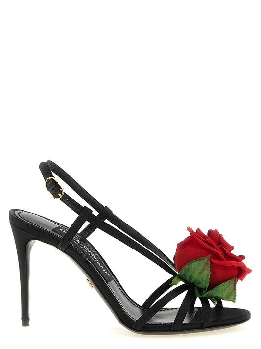 Stiletto Slingback Sandals by Dolce & Gabbana for women in leather silk satin & viscose black, gold & pink features an architectural design from the Women's Leather Silk Satin & Viscose Stiletto Slingback Sandals collection, defined by a architectural stiletto and for a architectural finish.