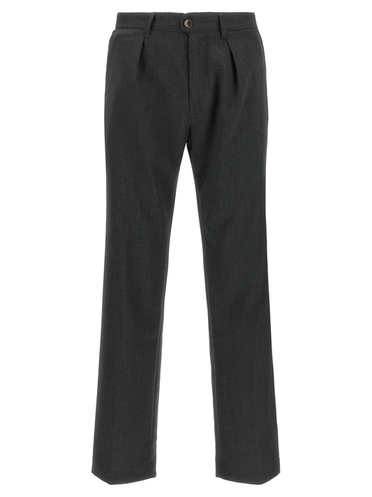 Trousers by Incotex for men in polyester & wool dark-gray & gray presents a smart silhouette, meticulously detailed with a smart regular-fit, a smart long, and a smart .