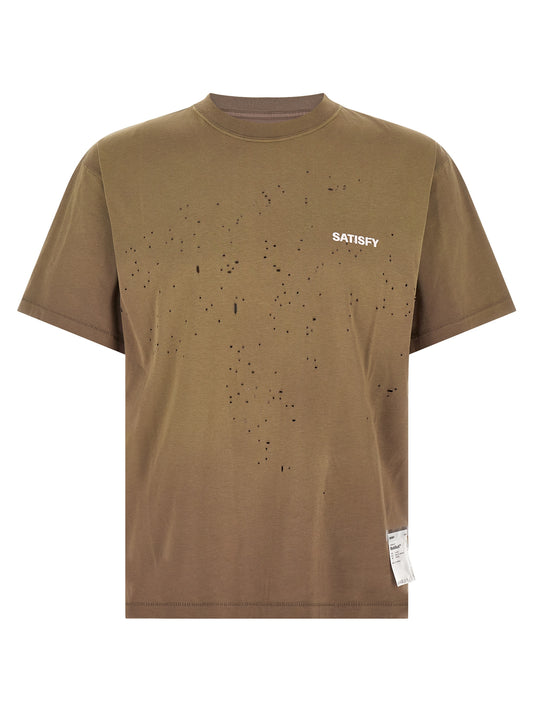 T-Shirt by SATISFY for men in organic cotton brown & white features an edgy silhouette, meticulously detailed with a sophisticated and crew neckline for a truly edgy finish.