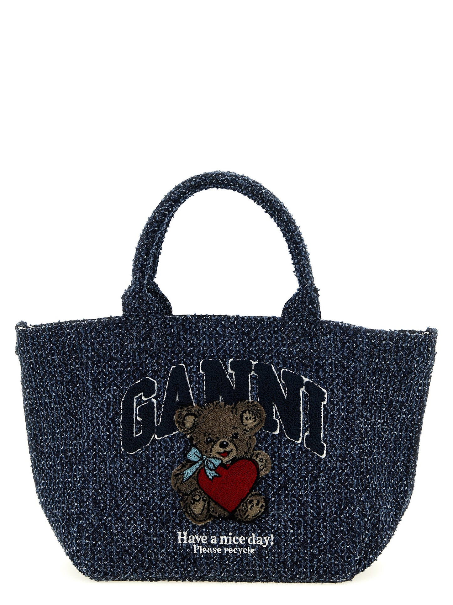 Ganni Blue Organic Cotton Tote Bag