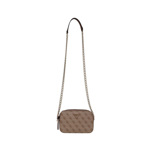 This Small Travel Camera Crossbody Handbag by Guess for women in polyethylene & polyurethane and brown, gold & patterned presents a sculptural silhouette featuring a secure zipper, ample , and versatile crossbody-strap & shoulder-strap for a sculptural finish.