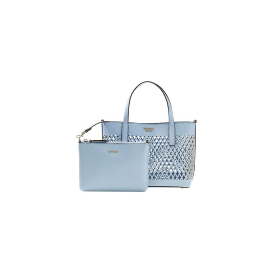 Mini Handbag by Guess for women in polyethylene & polyurethane blue & signature features a signature silhouette, showcasing a secure and signature with versatile handle for a sophisticated look.