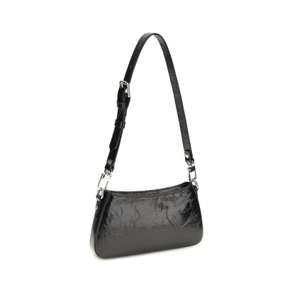 Mini Shoulder Bag by Vivienne Westwood for women in bos taurus calf leather black & silver features an effortlessly chic silhouette with a secure snap, zipper, buckle & button, ample , and versatile shoulder-strap & adjustable-strap for effortlessly chic everyday luxury.