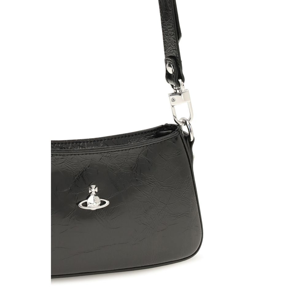 Mini Shoulder Bag by Vivienne Westwood for women in bos taurus calf leather black & silver features a distinguished silhouette, showcasing a secure snap, zipper, buckle & button and distinguished with versatile shoulder-strap & adjustable-strap for a distinguished finish.