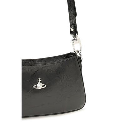 Mini Shoulder Bag by Vivienne Westwood for women in bos taurus calf leather black & silver features a distinguished silhouette, showcasing a secure snap, zipper, buckle & button and distinguished with versatile shoulder-strap & adjustable-strap for a distinguished finish.