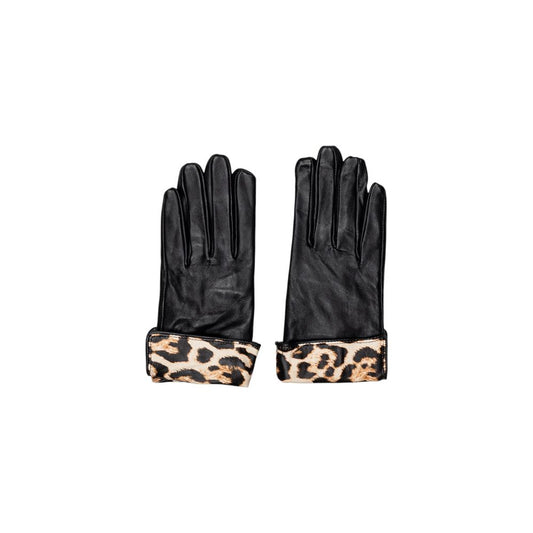 Gloves by Pieces for women in leather animal, black & print presents a sartorial silhouette, showcasing sartorial across a sophisticated gloves design.