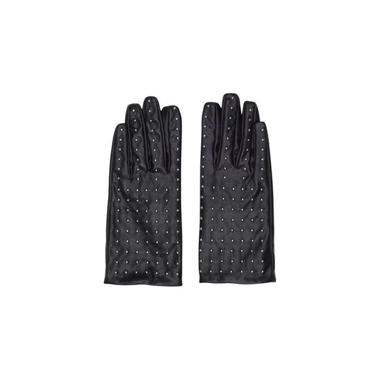 Gloves by Pieces for women in polyethylene & polyurethane black & dots presents a distinguished silhouette, meticulously detailed with unique touchscreen-compatible and a sophisticated gloves design.