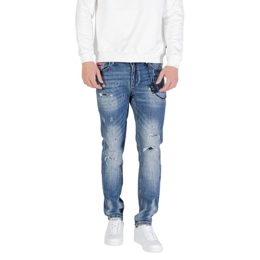 Jeans by Icon for men in stretch denim cotton blue features an refined tailoring silhouette, showcasing a premium skinny & slim with a and long cut for a refined tailoring look.