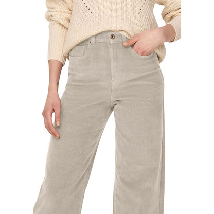 Only Beige Cotton Cropped Pants